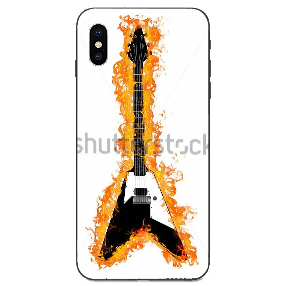 Огонь воды гитара музыкальный плакат для Apple iPhone 4 4S 5 5S SE 6 6S 7 8 11 Plus X XS Max XR Pro ТПУ