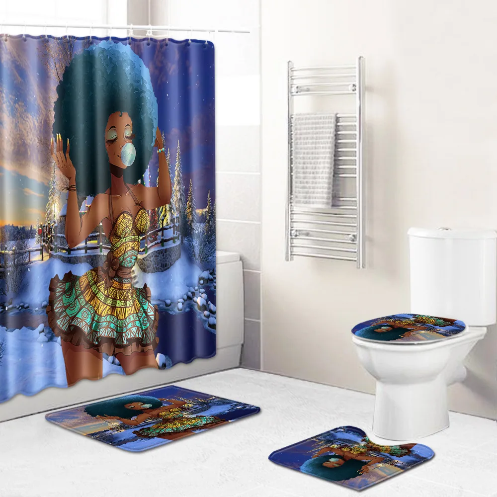 Zeegle Christmas Creative Bathroom Mat Set Flannel Anti-slip Bath Floor Toilet Water Absorption Foot Rug Soft Carpet | Дом и сад
