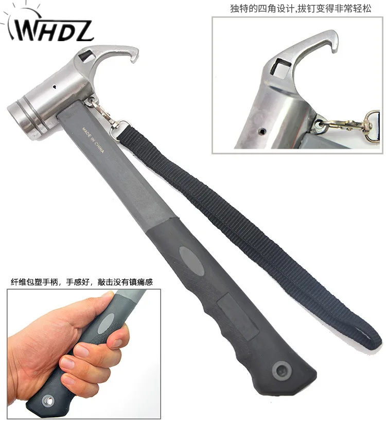 

Outdoor Camping Hammer,Multifunctional Tent Nail puller With Handle and Strap Design High-carbon steel Hammer Hand Tool
