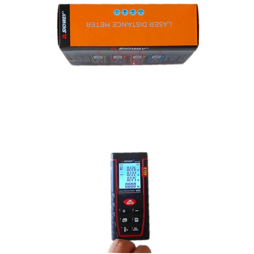 Цифровой лазерный дальномер 60 м SW T60 с большим ЖК дисплеем и пузырьковым