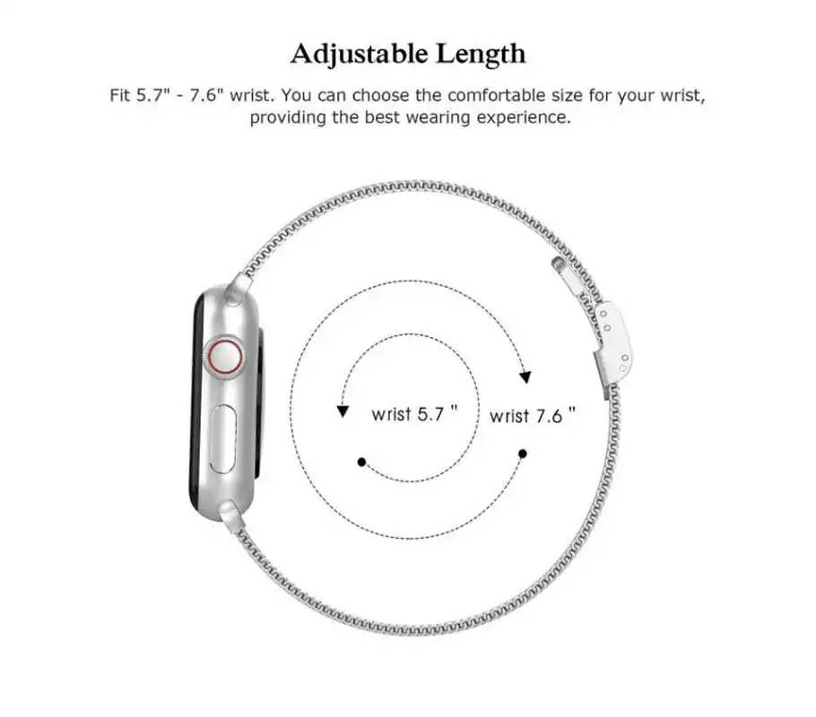 Серебряный ремешок для Apple Watch 5 Миланский Браслет 40 мм 44 i Phone 4 Series i Watch 2 3 1 полосы 38 мм 42 ремешок из нержавеющей стали