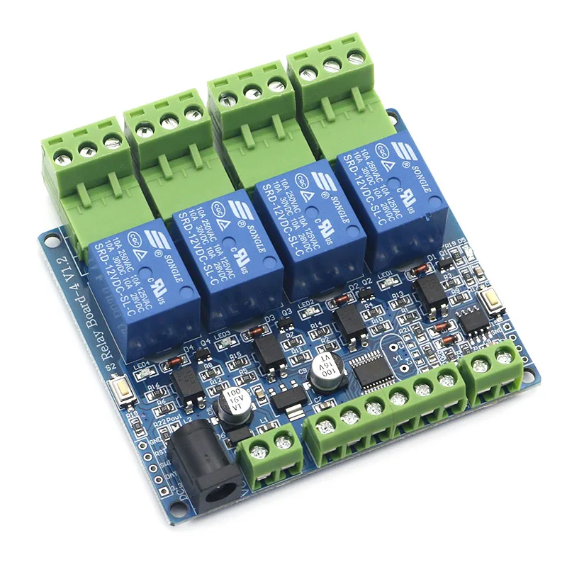 Modbus RTU 4 пути релейный модуль DIY STM8S103 системы 4 дорожный вход 485 связи