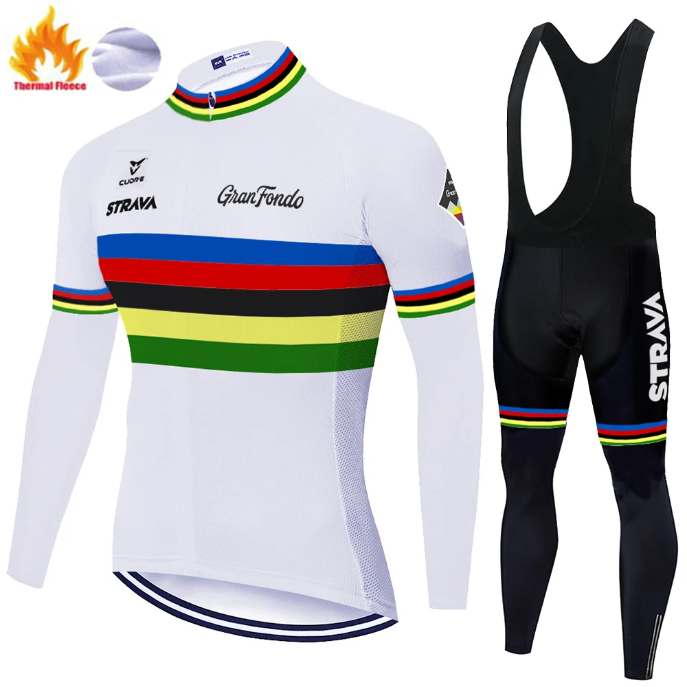 2020 STRAVA Велосипеды команда Зима Термальность флис Джерси Для мужчин костюм