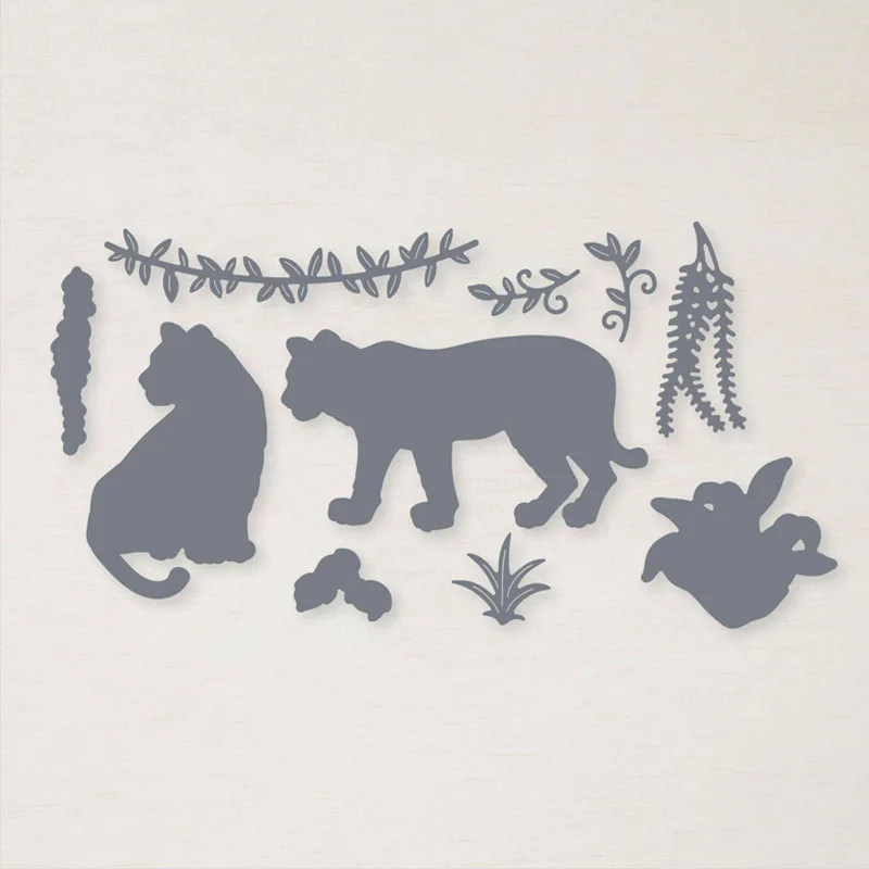 Набор штампов с изображением диких кошек прозрачные штампы листьев джунглей для