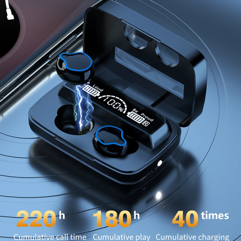 

TWS-стереонаушники M9 с поддержкой Bluetooth и зарядным футляром