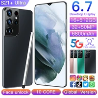 the latest s21ultra android10 16 512gb global edition 5g large battery screen 6800mah 6 7 inch 10 core fast gaming smartphone