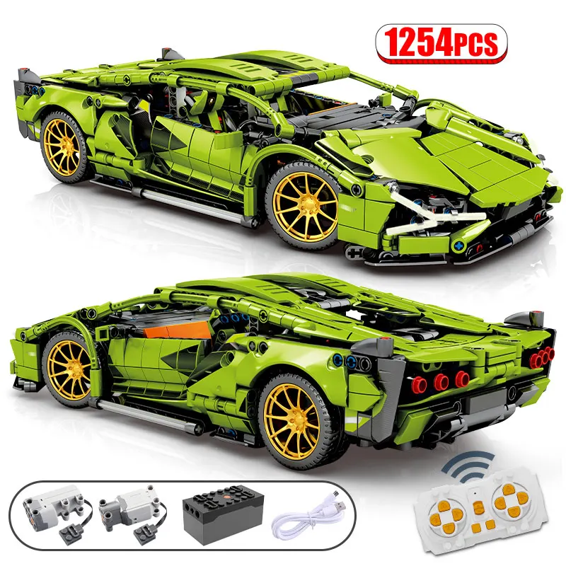 

1254Pcs City MOC RC/non-RC Super Sports Car Remote Control Racing Vehicle Building Blocks Bricks Toys For Children