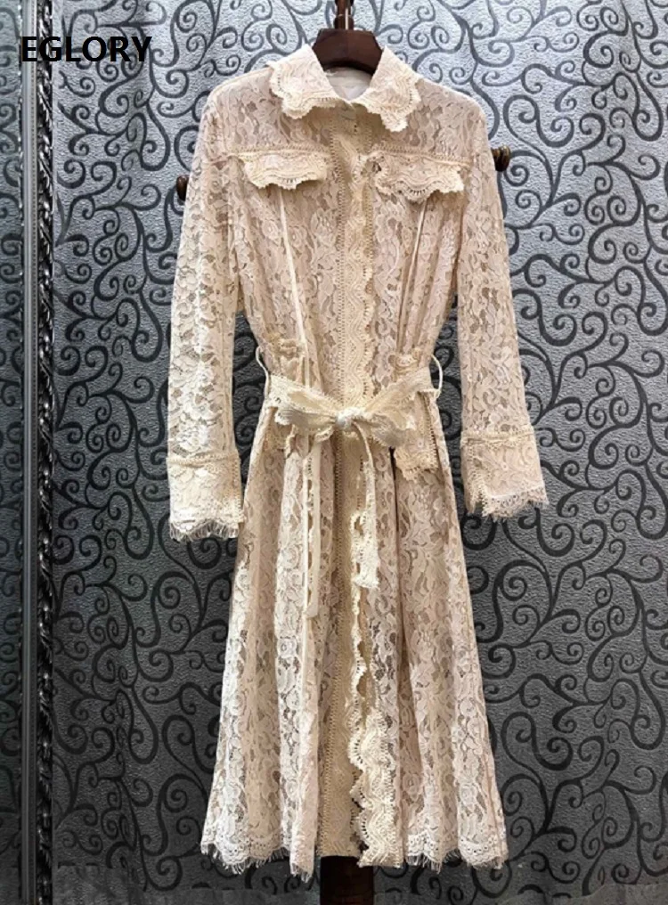 Женское кружевное платье с поясом винтажное в стиле ретро отложным воротником