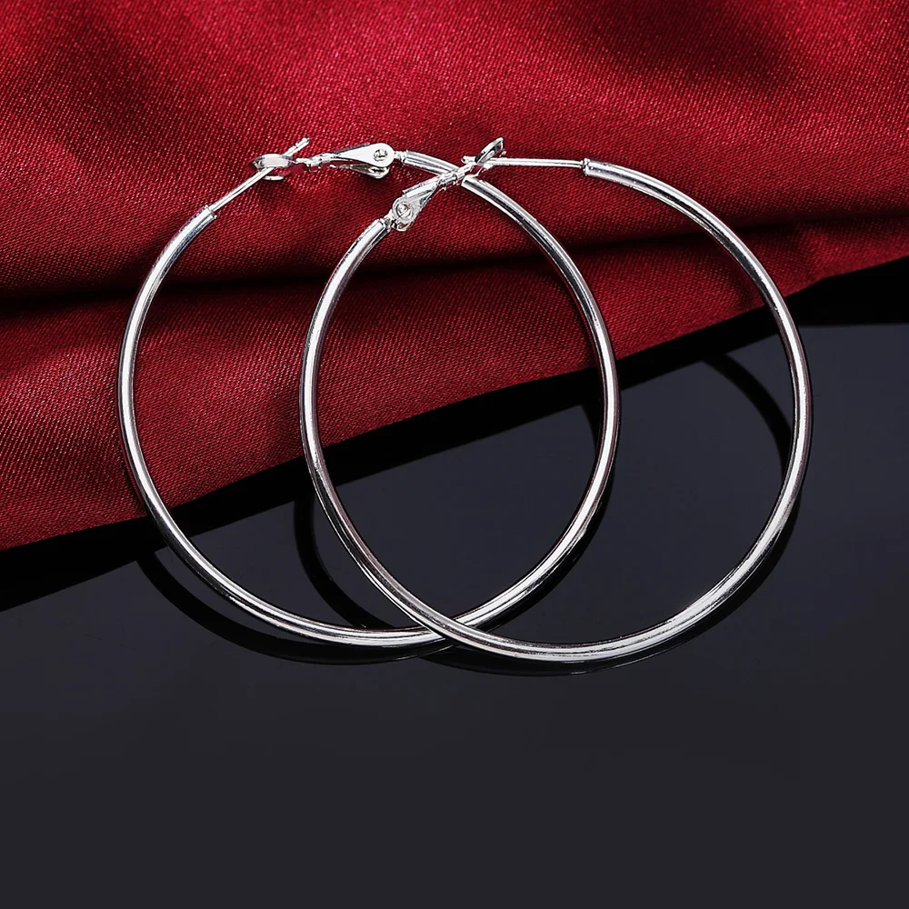 

Personality Hyperbole 925 Sterling Silver Simple Smooth Circle Hoop Earrings For Women 2020 Sterling-Silver-Jewelry Pendientes