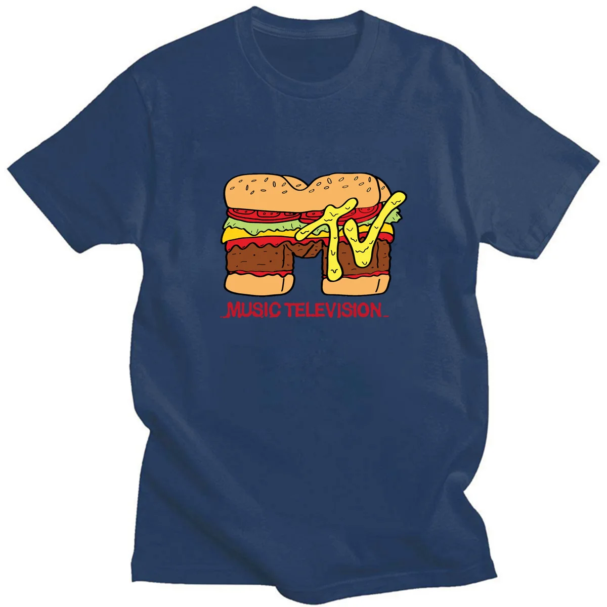 

Summer Fashion Harajuku Style The MTV Hamburger Art Print T-Shirts Casual Short Sleeve O-neck Cotton Tees for Fans