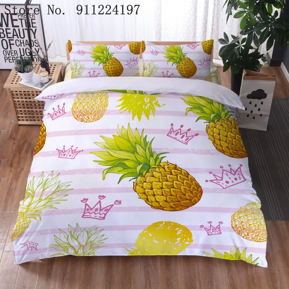 Комплект постельного белья с изображением ананаса дракона и фруктов