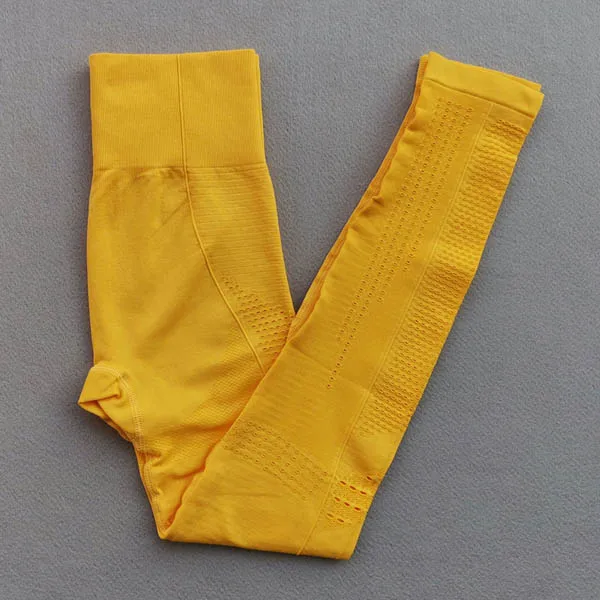 Yellow pants 2 шт./набор, бесшовный Женский спортивный костюм с эффектом омбре, одежда для тренажерного зала, тренировочная одежда с длинным рукавом, укороченный топ для фитнеса и резинки на попе, леггинсы, комплект для йоги - Цвет: Yellow pants