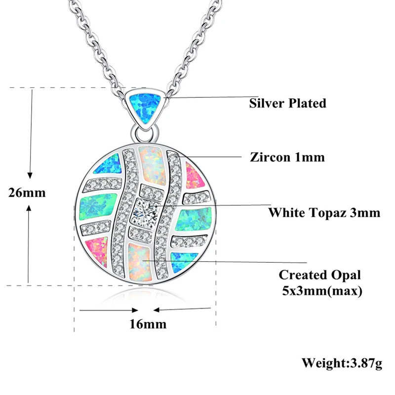 Подвеска CiNily Created голубой розовый белый огненный опал фианит посеребренное