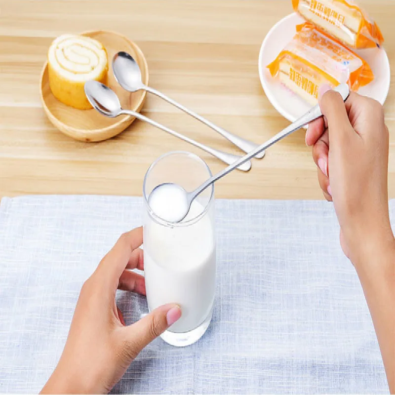 2 шт. ложка с длинной ручкой Нержавеющая сталь чайная кофейная для мороженого