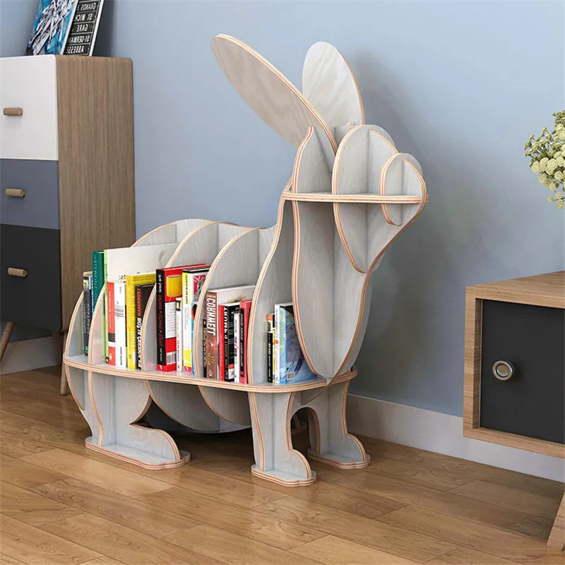 [HHT] креативная детская книжная полка из твердой древесины скульптура кролика
