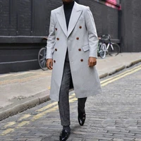 fashion men trench coat fallwinter 2021 large size men windbreaker solid color long overcoat men long sleeve cardigan tops