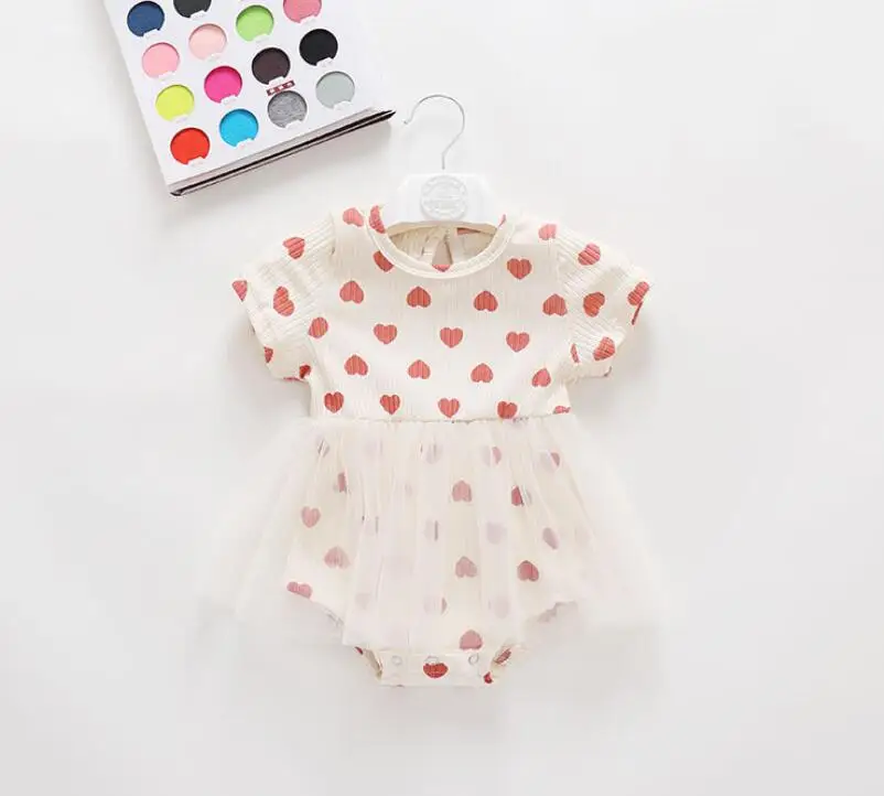 

Baby summer cute bodysuit infant girls princess dress baby christening baptism gown birthday party princess dress TUTU heart