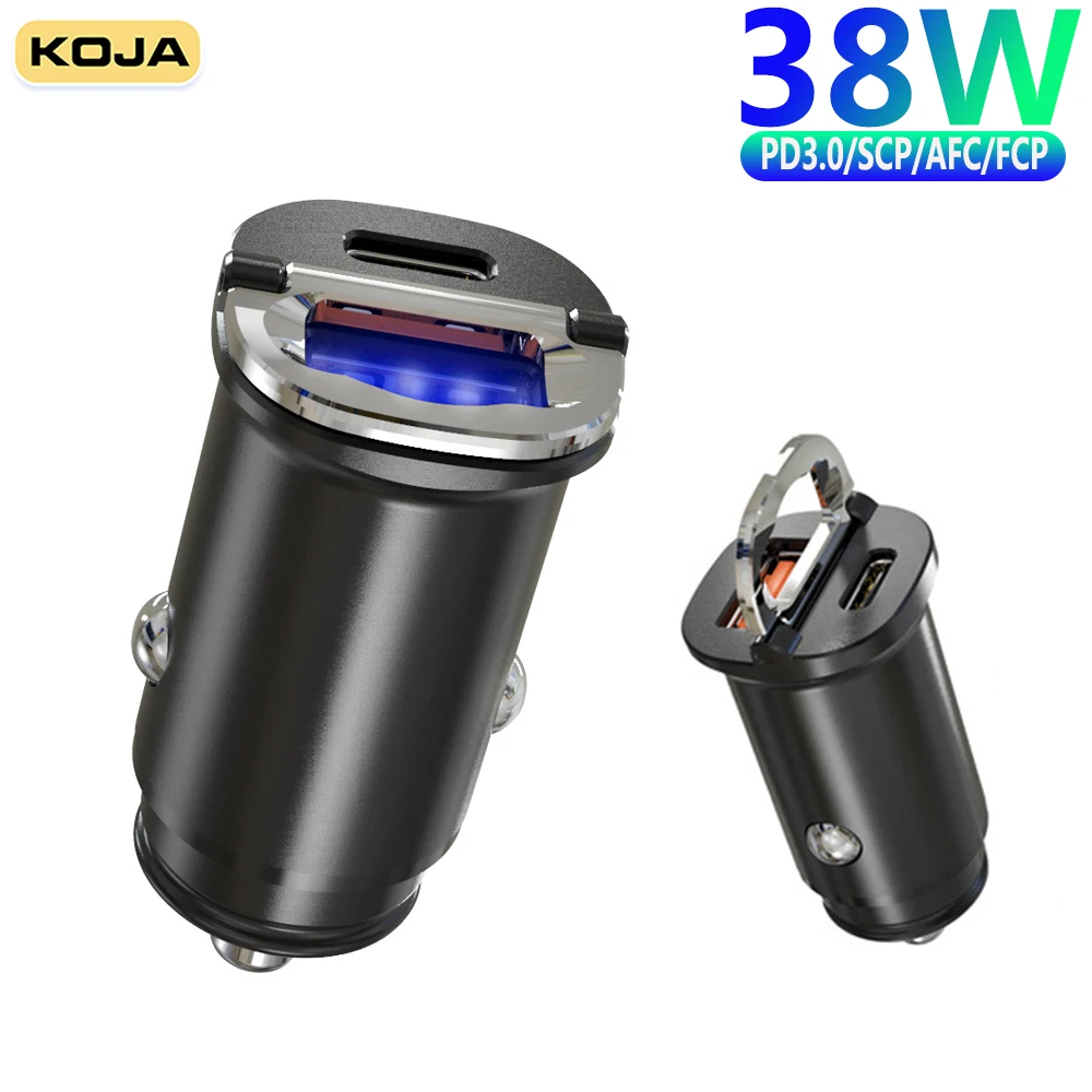 

Mini USB Fast Car Charger Adapter Quick Charge 3.0 2Port AFC/FCP PD Type C 38W 20W For Samsung IPhone Huawei Xiaomi Mobile Phone