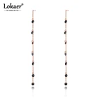 Lokaer модная титановая нержавеющая сталь с черным фианитом серьги с кисточками и кристаллами богемное длинное ухо ювелирные изделия для женщин девушек E20320