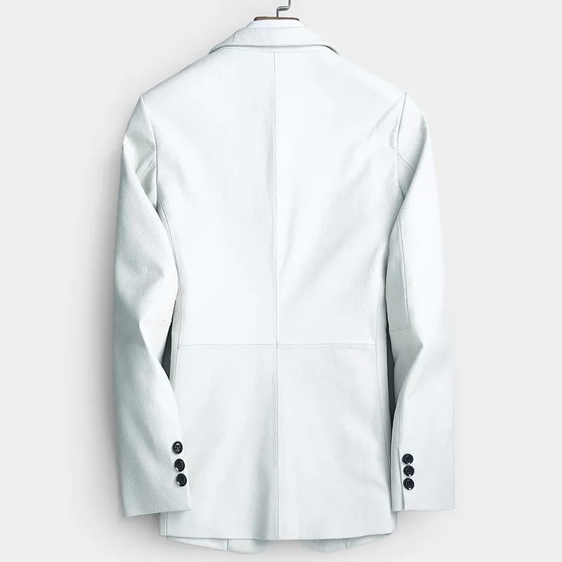 Роскошный мужской официальный блейзер из натуральной овечьей шкуры белый