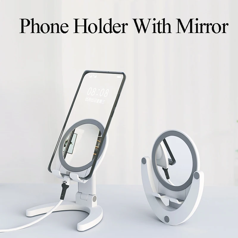 

Настольный держатель для телефона с зеркальным углом, регулируемая подставка для сотового телефона, настольный держатель, кронштейн для те...
