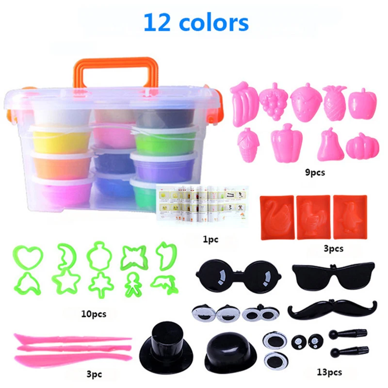 Kids Polymer Clay Super Light slime kit DIY Modelling Clay Slime Soft Intelligent Plasticine Learning Education Children For Toy - Цвет: 12 colors