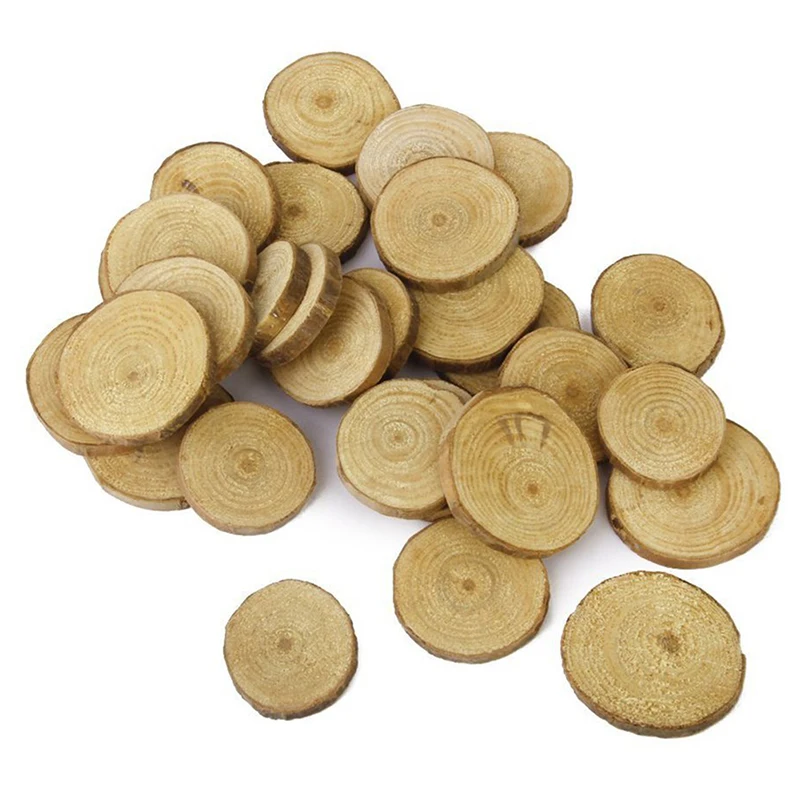 Wood Log Slices Discs 30pcs 3-4CM for DIY Crafts Wedding Centerpieces