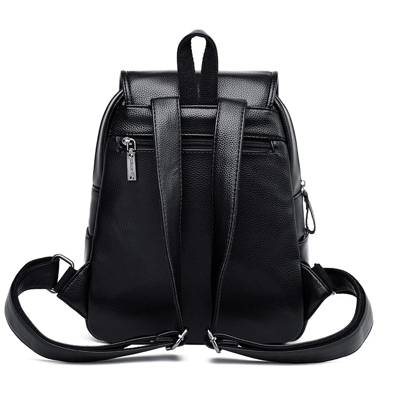 

Casual Lychee Pattern Hasp Zipper Backpack Women High Quality Soft Leather Shoulder Bags Multifunction Large Daypack Female