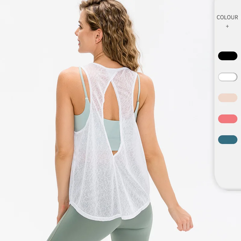 

Casual Women Tank Top Solid Sleeveless Back Hollow Out Athletic Gym Running Workout Yoga Sport Y2k Top Female Clothing 122141WTP