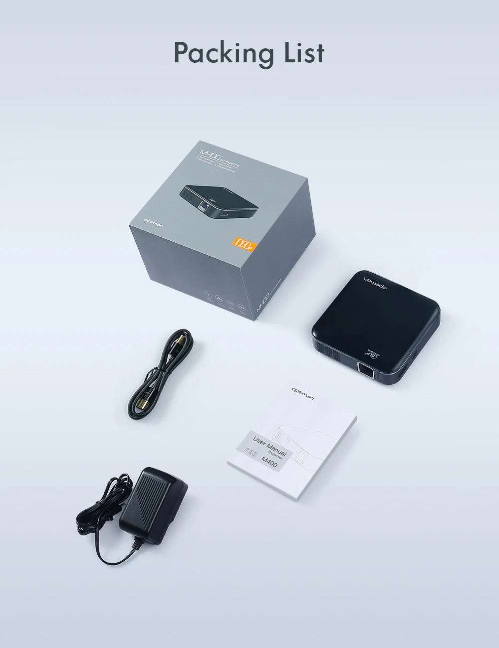 Мини-проектор APEMAN M400 1080P HDMI 360 ° | Электроника