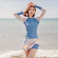 womens swimwear 2021 split sports skirt style long sleeved sunscreen swimsuit swimming class korea thin two piece bathing suit