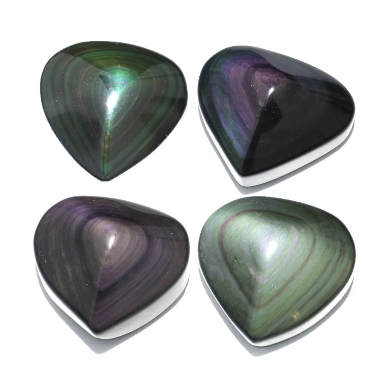 

1 Kg natural rainbow obsidian crystal heart craft for home decoration