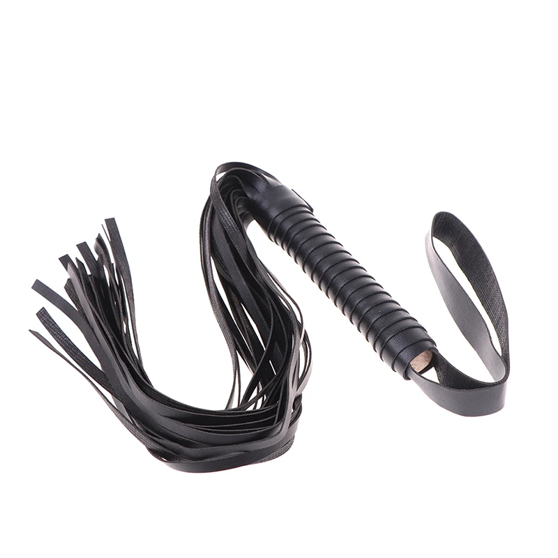 

High Quality Pu Leather Pimp Whip Racing Riding Crop Party Flogger Hand Cuffs Queen Black Horse Riding Whip 1pcs