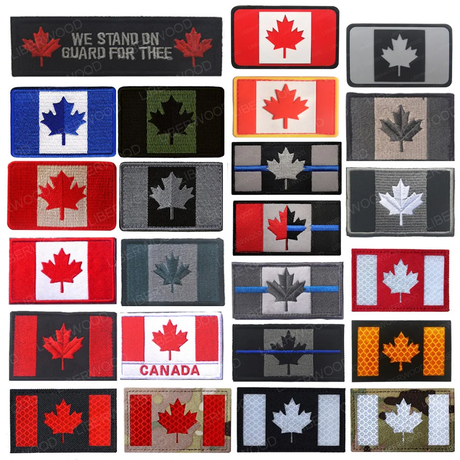 Военная 3D резиновая нашивка из ПВХ с вышивкой в виде канадского флага