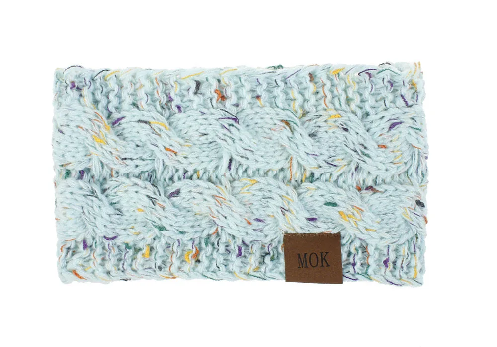 Light blue mix MOK Вязаная повязка на голову, Женская повязка на голову, Женская повязка на голову, широкая повязка на голову, вязаная повязка на голову для девушек, Зимняя повязка на голову WH405D - Цвет: Light blue mix MOK
