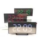 Цифровые часы-будильник изогнутый затемнения светодиодный Sn электронные цифровые настольные часы для детей Спальня большое количество настольные часы