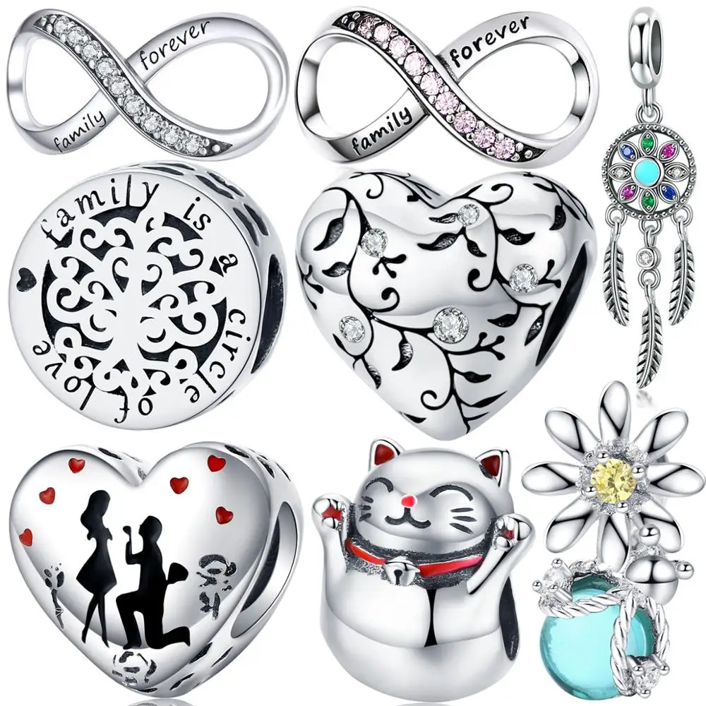 925 стерлингового серебра в форме сердца Подвески &quotДерево жизни&quot подходит