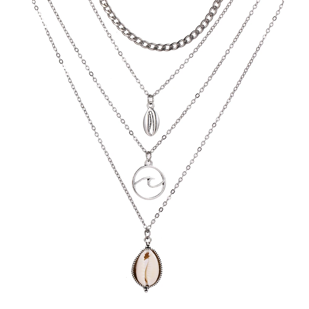 Винтажное многослойное ожерелье с подвеской в виде ракушки модное женское