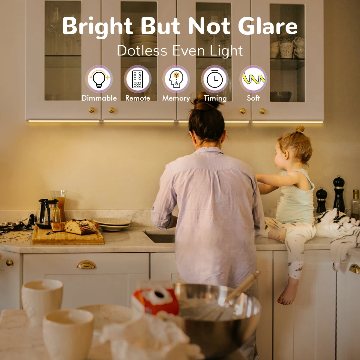 cob led strip dimmable under cabinet light kit 4 pcs with remote control for kitchen counter closet bathroom warm light strip free global shipping