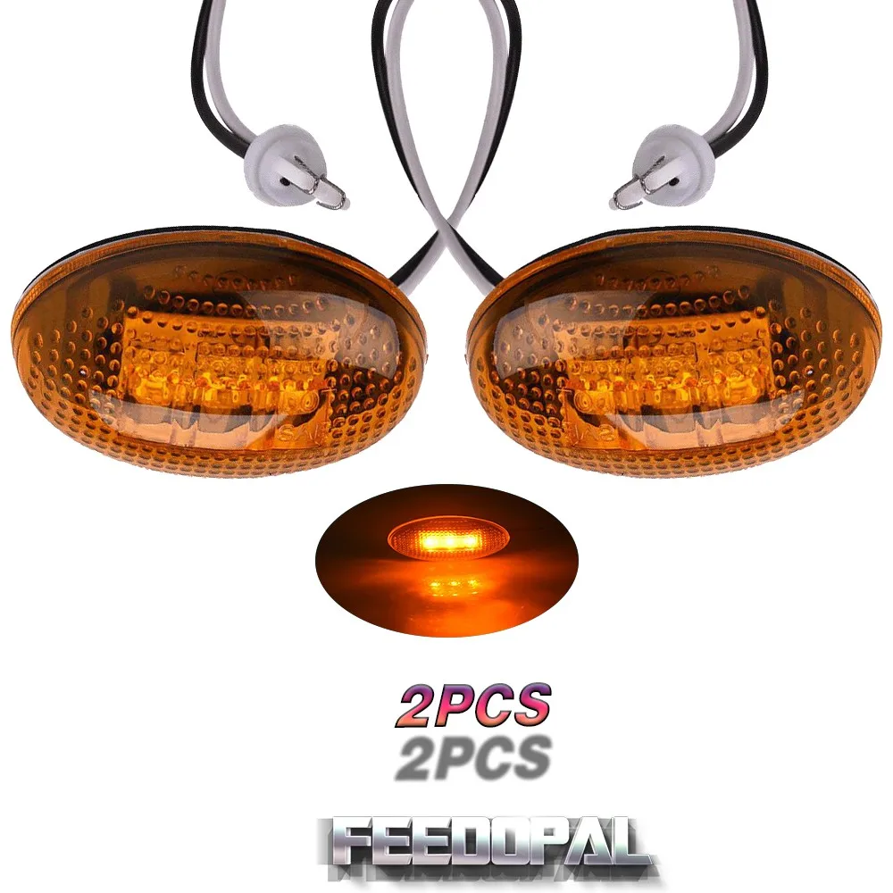 FEEDOPAL 2Pcs LED Dually Bed Front/Rear Side Marker Light Fender Lamp Amber Or Red Color Shell For 1999-2010 Ford F150 F350 | Автомобили и