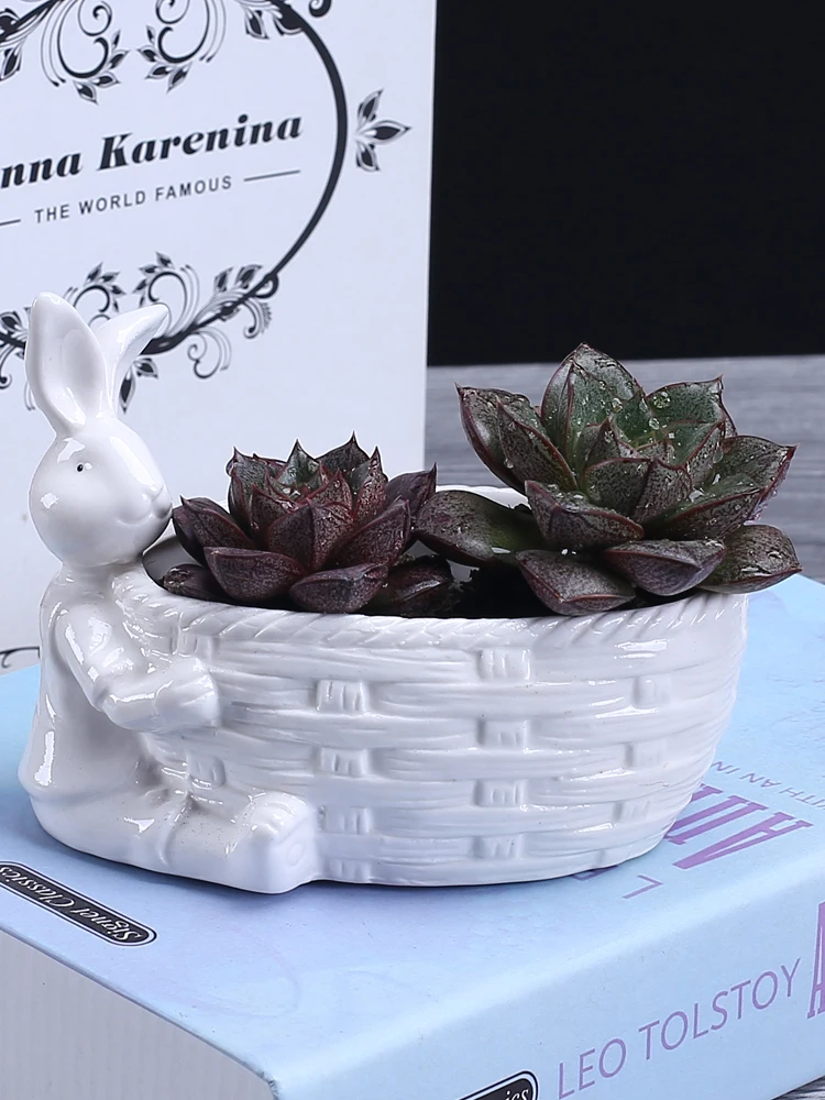 Милый кролик стиль мультфильм вазон для суккулентов керамический цветочный