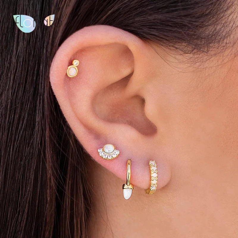 

Exquisite Diamond Hoop Earrings 925 Sterling Silver White Zircon Small Round Earrings For Women Charm Engagement Wedding Jewelry