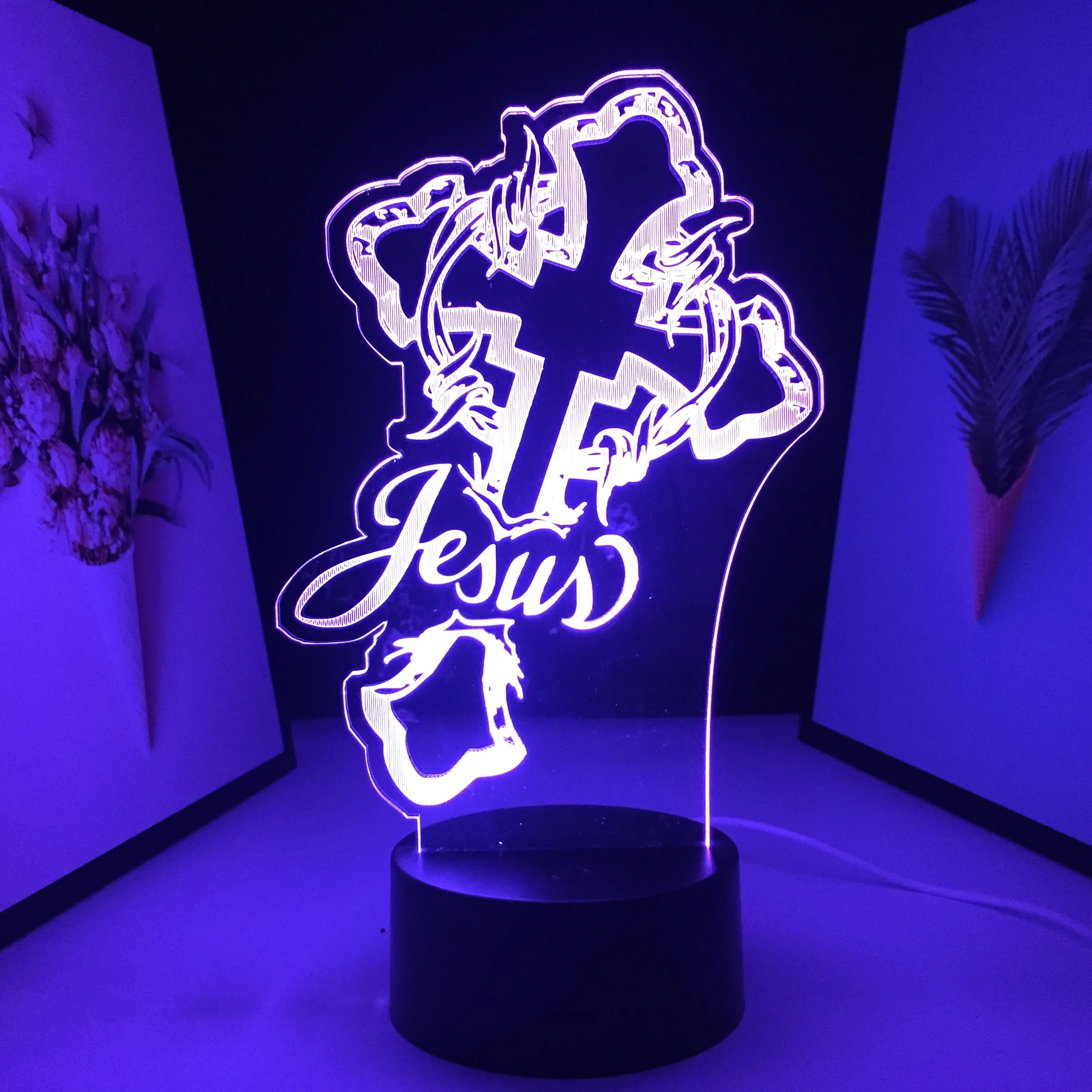 

3D LED Night Light Blessing Faith Light AcrylicTable Lamp Cross Nightlights for Room Decor Gifts Bedside Light