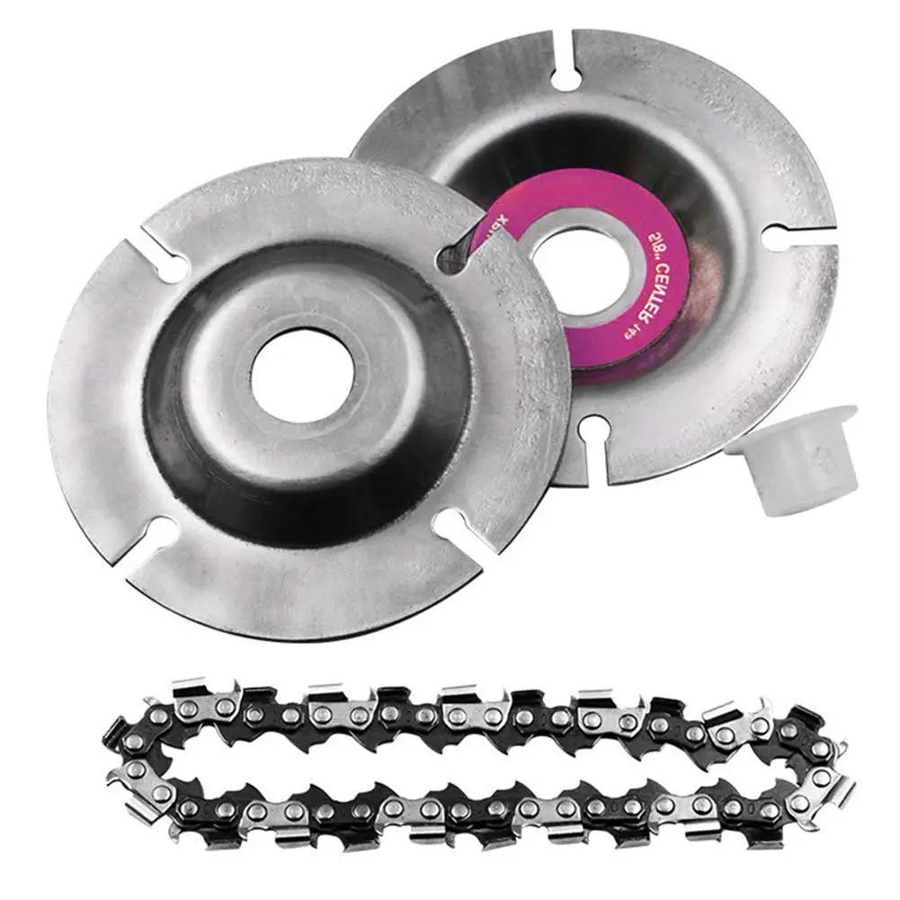 

2021 4 Inch Chain 22 Tooth Fine Cutting Chain Disc Set for 100/115 Angle Grinder Grinding Disc Chainsaws Wood Craving Disc