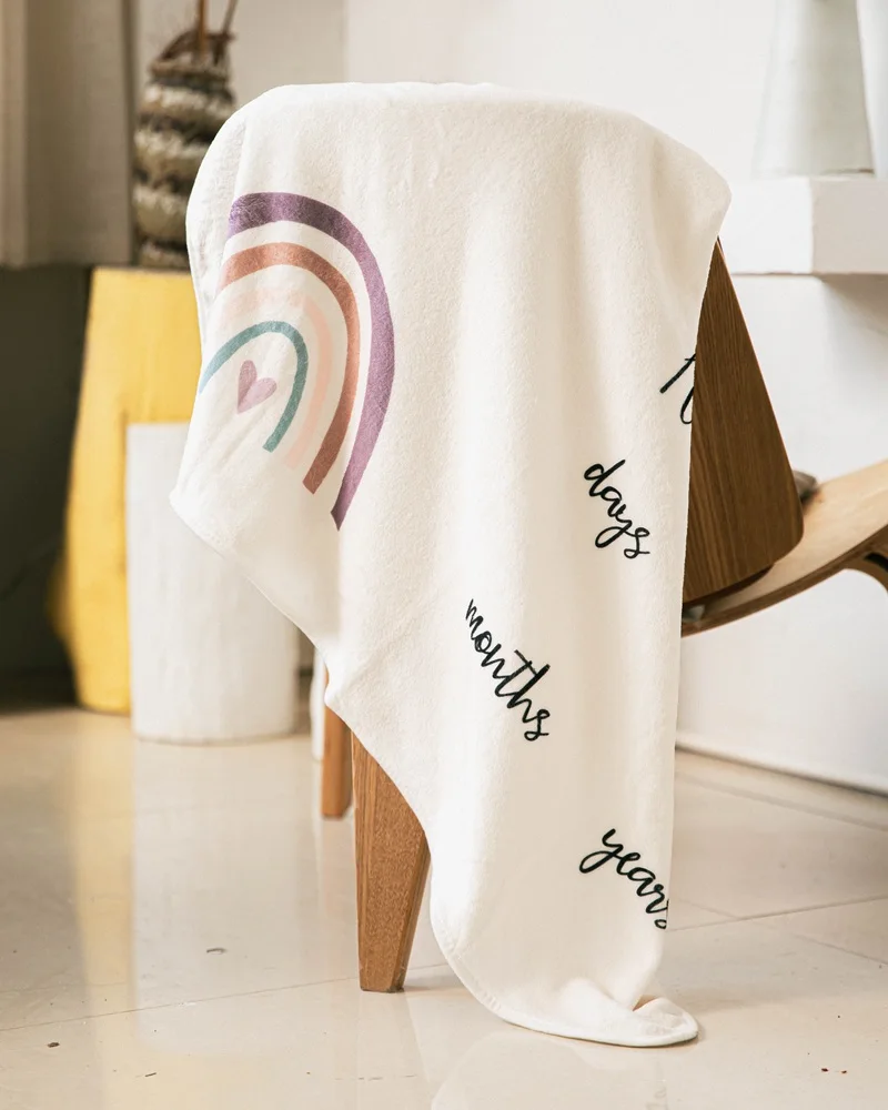 Juego de mantas con patr&oacute;n de arco&iacute;ris para beb&eacute; reci&eacute;n nacido, manta suave con estampado de flores, accesorios de fotograf&iacute;a infantil DIY, 1 Juego-4