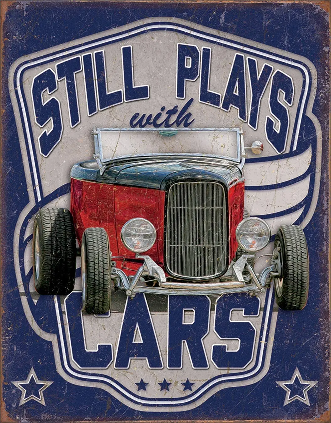 

AIDANDAN Bar Rules Tin Sign Still Plays with Cars Old Design Tin Signs Vintage Metal Tin Signs for Wall 20 X 30 cm