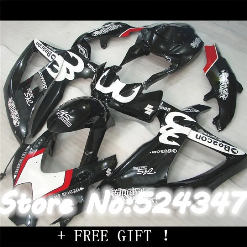 

Custom Fairings for GSXR 600 2008 - 2010 K8 Fairings for Suzuki GSXR750 08 10 black and white letter Abs Fairing GSXR600 2010