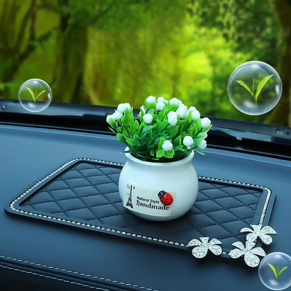 Приборной панели автомобиля Нескользящие коврики с украшением в виде кристаллов