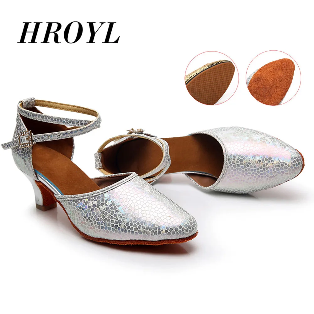 HROYL women dance shoes latin tango rubber sole woman modern Salsa for Girls Ladies latina high hills vogue african Wholes | Спорт и