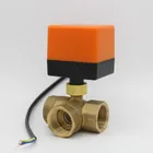 3-ходовой моторизованный шаровой клапан DN15 DN20 DN25 DN32, электрический шаровой клапан, латунный клапан, AC220V, AC24V, DC24V, подключающий клапан, привод